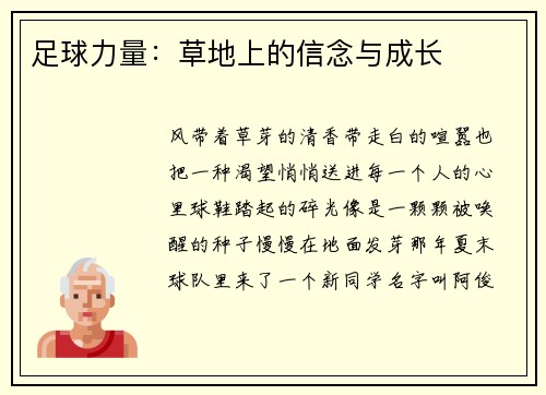 足球力量：草地上的信念与成长